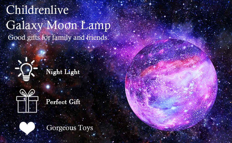 3D Galaxy Moon Night Light