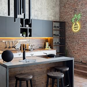 Pineapple LED sign in a kitchen
